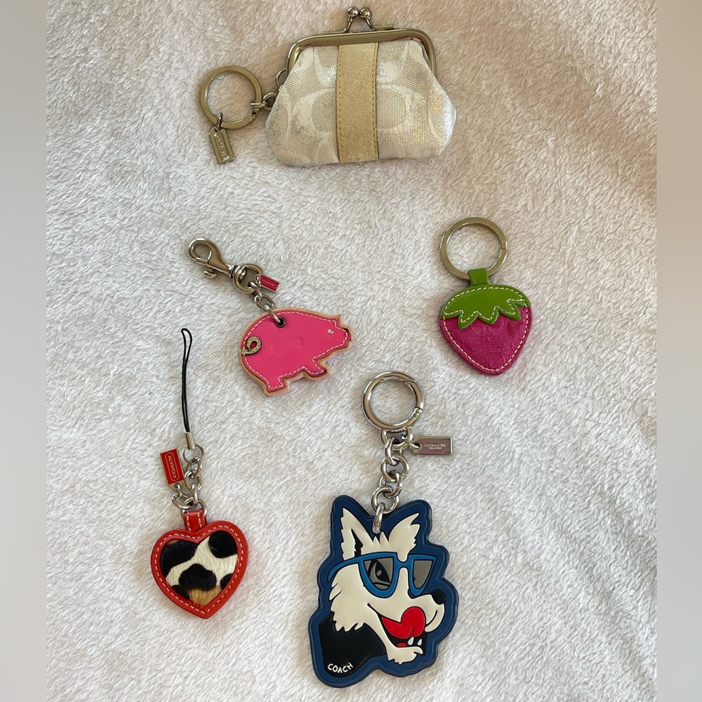 Coach collector Heart Keychain Calf Hair Animal Print Charm